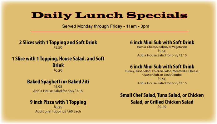 Daily specials